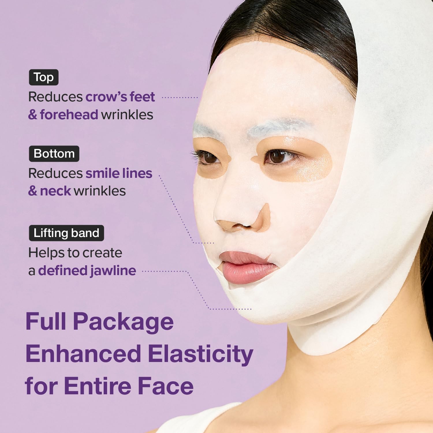 NAD+ BIO Lifting-Sil Full Face Sheet Mask | Enhance Jawline, Reduce Wrinkles & Neck Lines | Peptide-Infused Skin Firming | 4 Masks + Lifting Band Included